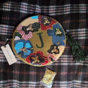 NWT Anthropologie Monogram Beaded Purse Letter J